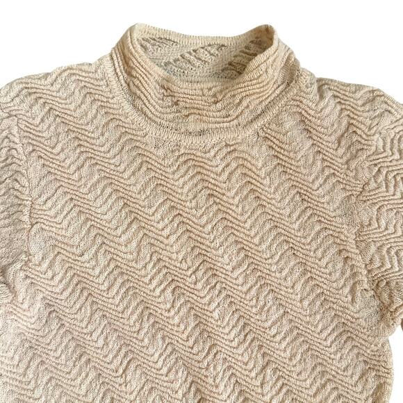 Sundance Verve Wool Blend Mock Neck Knit Sweater Light Tan Size M - Picture 3 of 5
